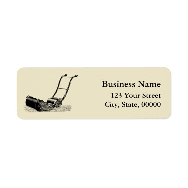 VINTAGE ILLUSTRATION Lawn Mower Address Labels (Front)