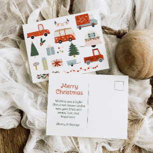 Vintage Illustration Merry Christmas Holiday Postcard