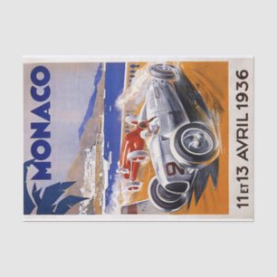 Vintage Illustration Monaco Car Racing Tissue Paper