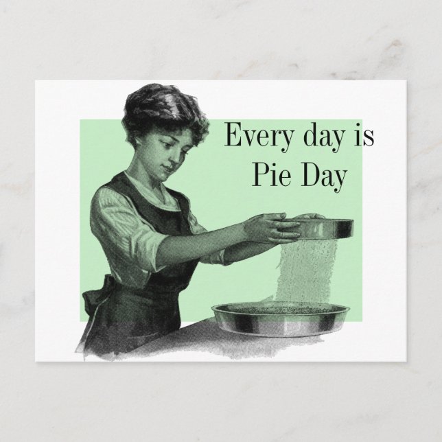 Vintage illustration of a lady baking postcard (Front)