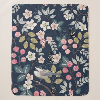 vintage illustration of a seamless floral pattern  sherpa blanket