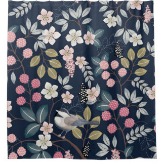 vintage illustration of a seamless floral pattern  shower curtain