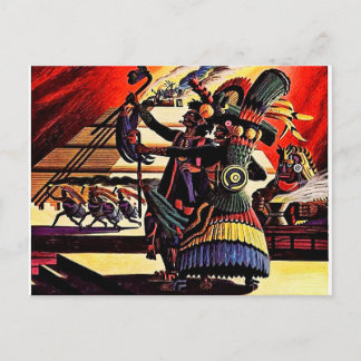 Vintage illustration of a Tribal Dancing Couple Postcard