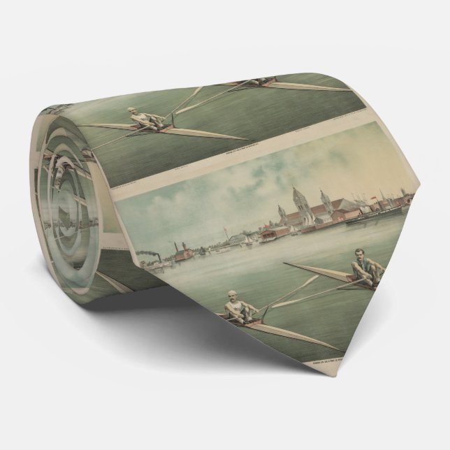 Vintage Illustration of Crewing Athletes (1879) Tie (Rolled)