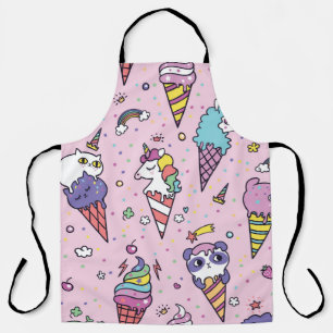 Vintage illustration of Cute ice cream cones that Apron