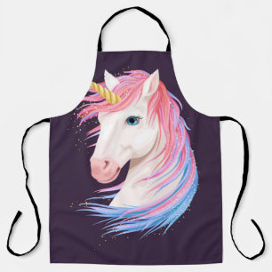 vintage illustration of cute unicorn with gold hor apron