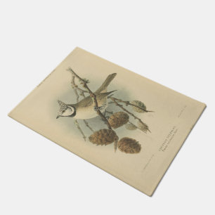 Vintage Illustration of European Crested Tit Doormat
