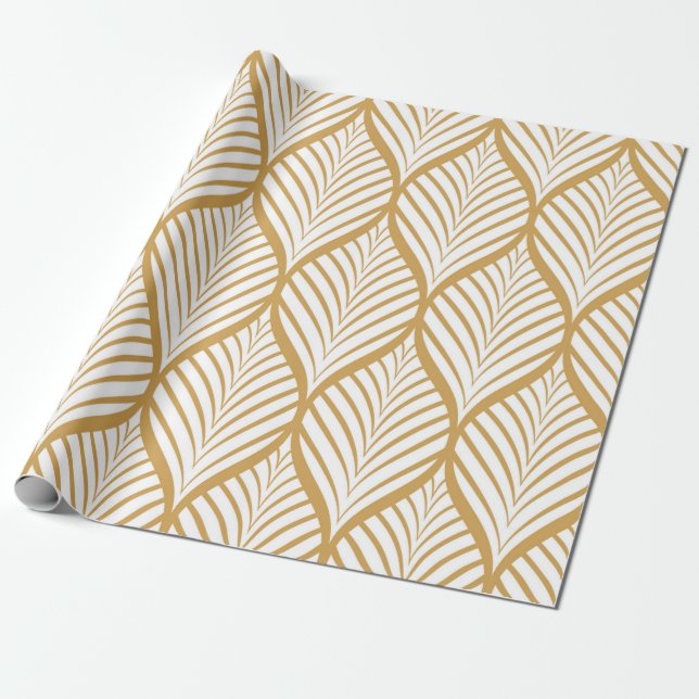 vintage illustration of geometric leaves seamless  wrapping paper (Unrolled)