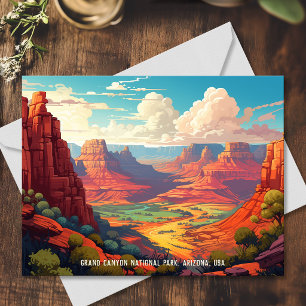 Vintage illustration of Grand Canyon National Park Postcard
