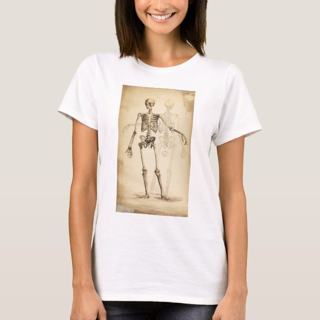 Vintage Illustration of Human Skeleton T-Shirt (Front)