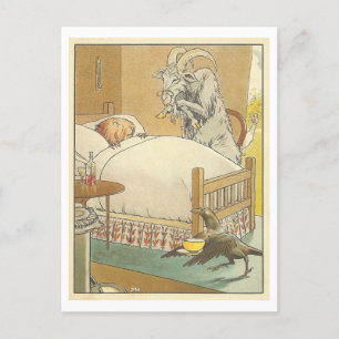 Vintage Illustration of Illness with Animals Postcard