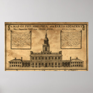 Vintage Illustration of Independence Hall Poster