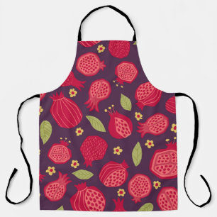 Vintage illustration of juicy pomegranates with le apron