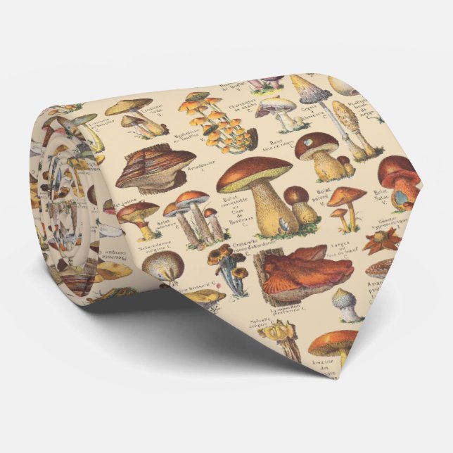Vintage illustration of mushrooms tie (Rolled)
