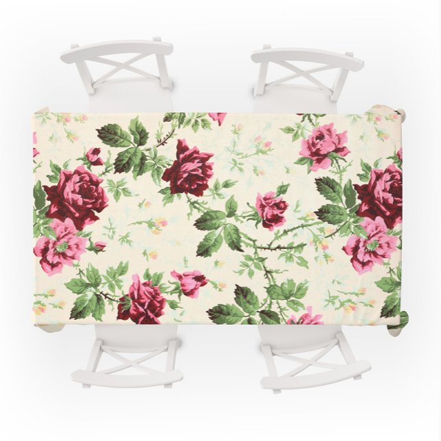 Vintage illustration of roses on neutral base tablecloth (Creator Uploaded)