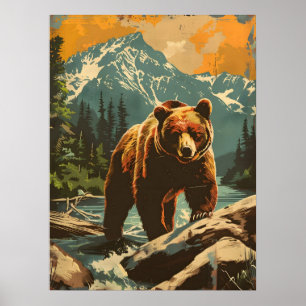 Vintage Illustration of the Brown Bear Poster