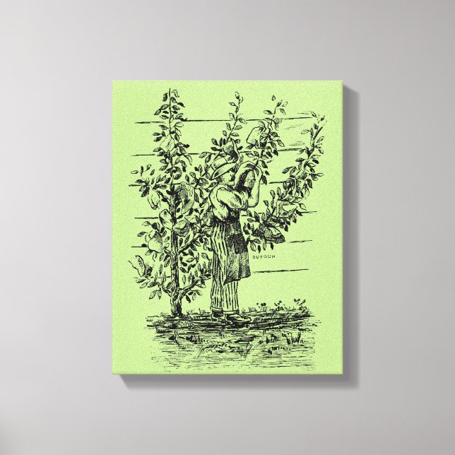 Vintage Illustration Old gardener custom Canvas Print (Front)