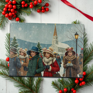 Vintage Illustration People leaving Church Cutting Board