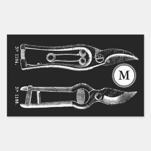 VINTAGE ILLUSTRATION Pruners Monogram Stickers