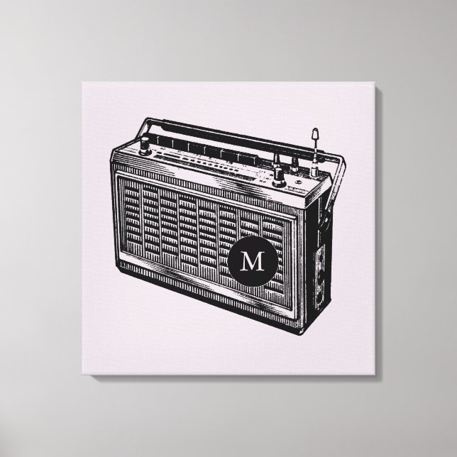 Vintage Illustration Radio Monogram Canvas (Front)