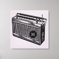 Vintage Illustration Radio Monogram Canvas