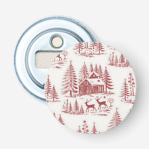 Vintage Illustration Reindeer and Houses Christmas Bottle Opener