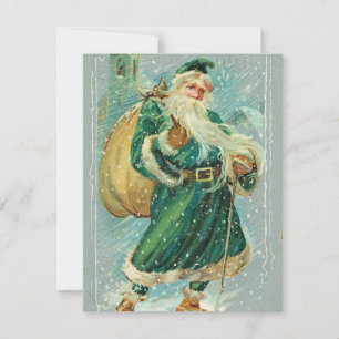 Vintage illustration Santa Christmas card 