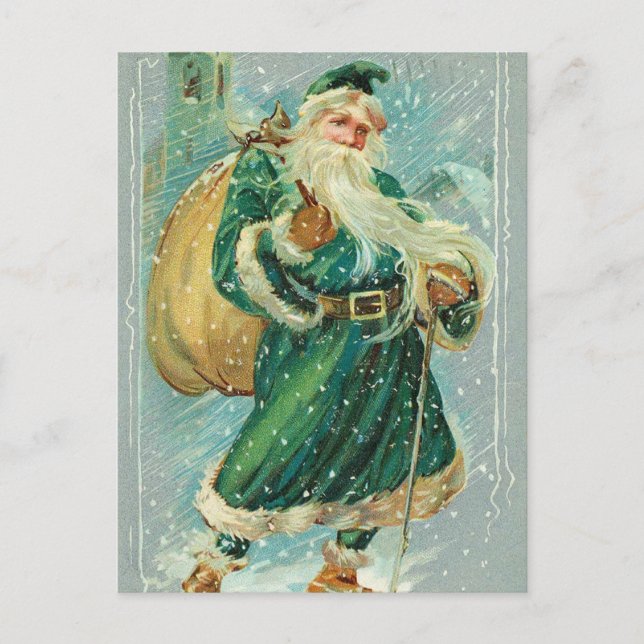 Vintage illustration Santa Christmas card  (Front)