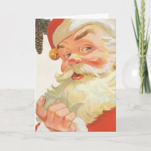 Vintage Illustration Santa Claus Holiday Card