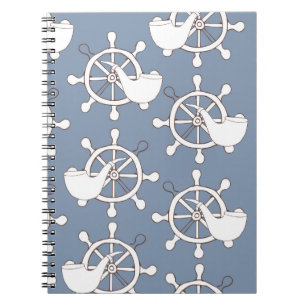 Vintage illustration seamless pattern wheel and tu notebook