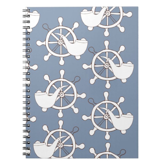 Vintage illustration seamless pattern wheel and tu notebook (Front)