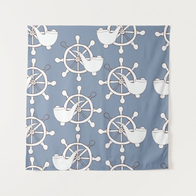 Vintage illustration seamless pattern wheel and tu tapestry (Front)