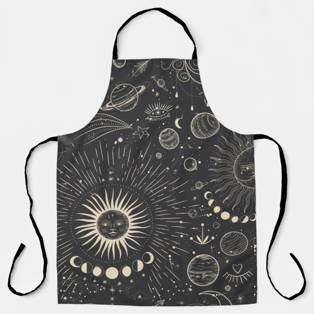 Vintage illustration set of moon phases. Different Apron (Front)