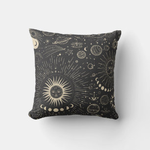 Vintage illustration set of moon phases. Different Cushion