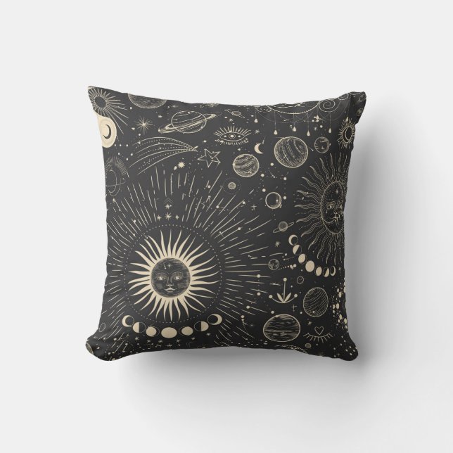 Vintage illustration set of moon phases. Different Cushion (Front)