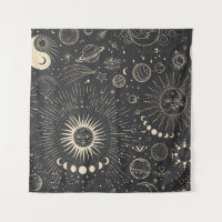 Vintage illustration set of moon phases. Different