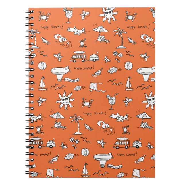 Vintage illustration summer pattern notebook (Front)