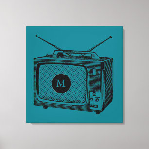 Vintage Illustration Televisor Monogram Canvas Print