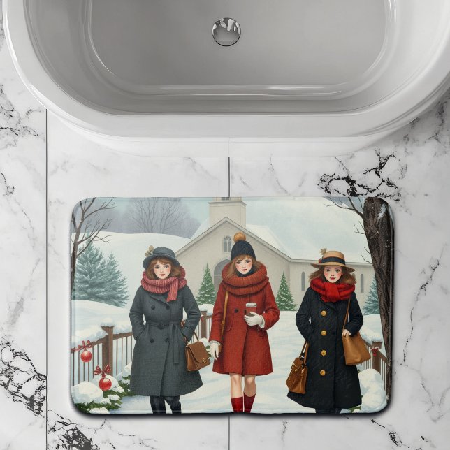 Vintage Illustration with People  Bath Mat (Creator Uploaded)