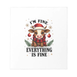 Vintage Im Fine Everything Is Fine Highland Cow Ch Notepad