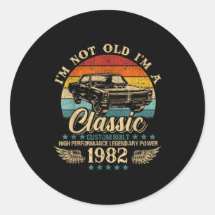 Vintage I'm Not Old I'm Clic Car Graphic Birthday Classic Round Sticker
