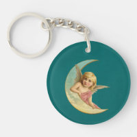 Vintage Image - Angel Sitting on a Crescent Moon