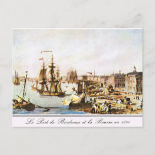 Vintage image, Bordeaux harbour 1820 Postcard