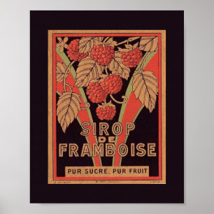 Vintage Image French RASPBERRY SYRUP Label POSTER