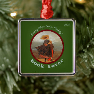 Vintage Image Girl With Books/Christmas Ornament