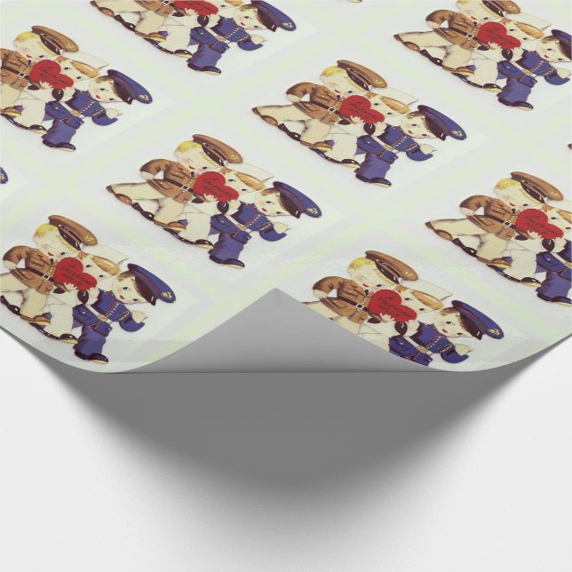 Vintage Image Military Valentine Gift Wrap (Corner)