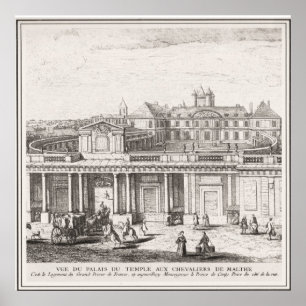Vintage image Palace of Knights' Templar, Malta Poster