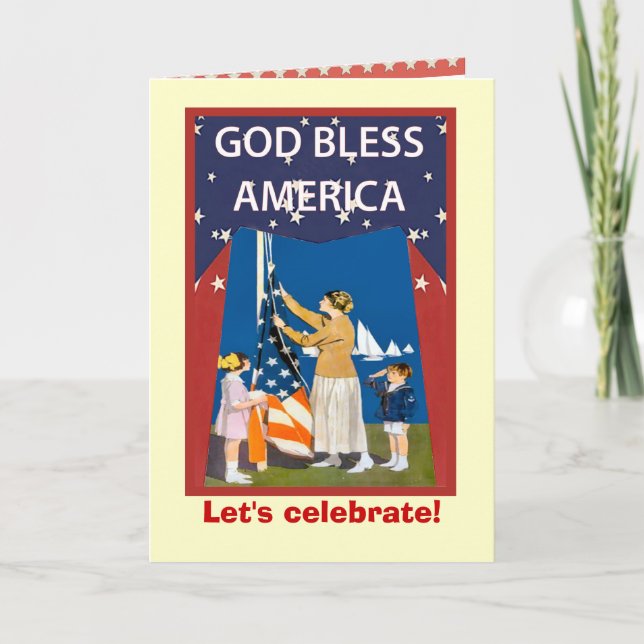 Vintage image, Raising the flag Card (Front)