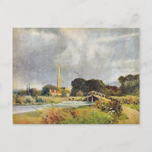 Vintage image, Salisbury Cathedral and river, 1905 Postcard
