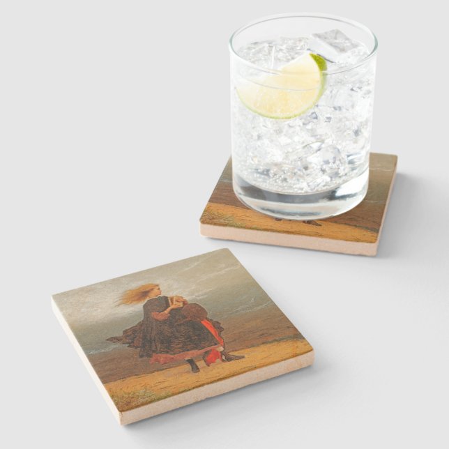 VINTAGE IMAGE/ YOUNG GIRL Stone Coaster (Side)